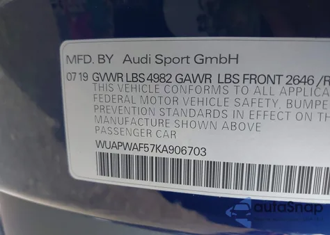 2019 Audi Rs 5 2.9T from USA, damaged, VIN WUAPWAF57KA906703